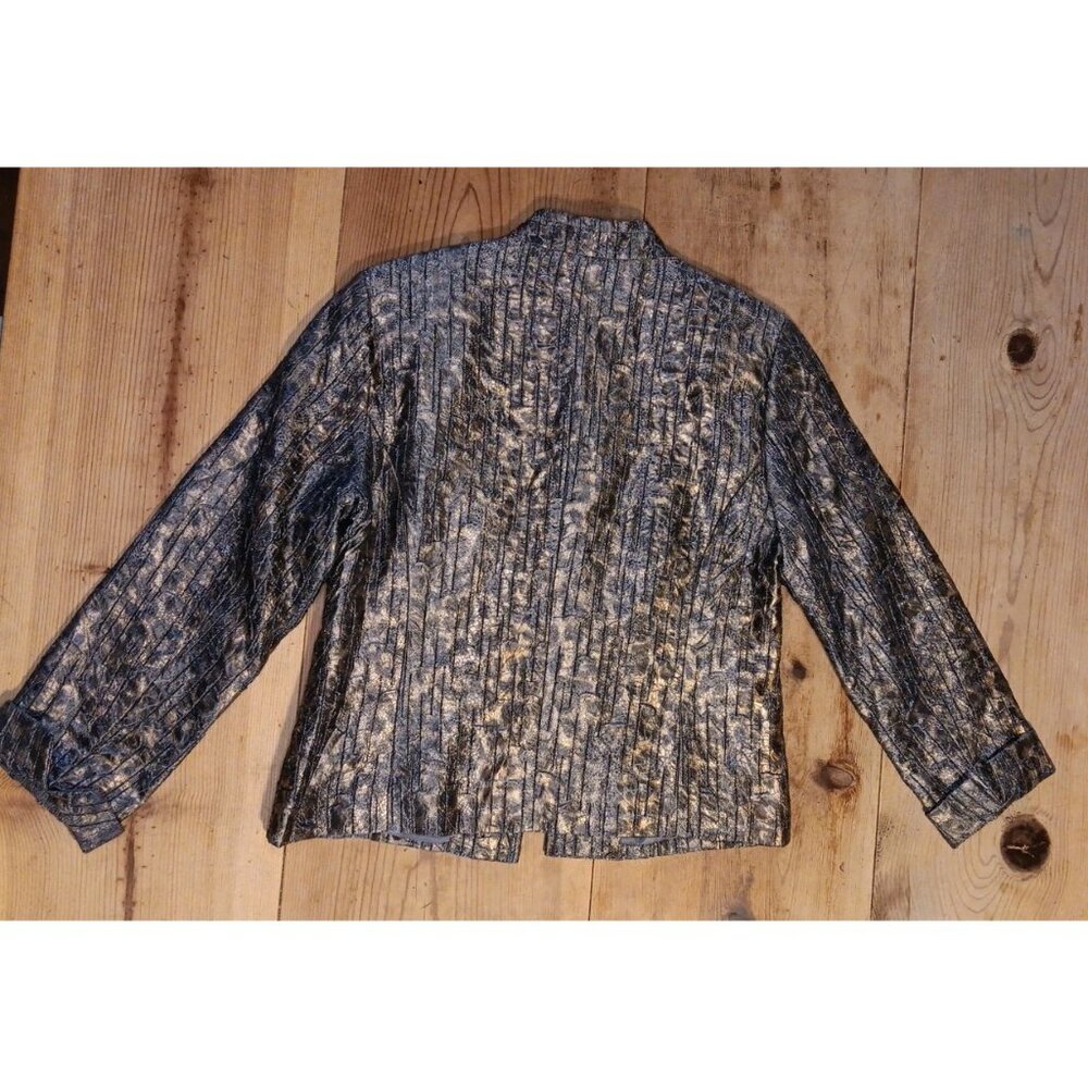 Toni Morgan Jacket Womens Petite PM Brown Metallic Gold Snake Print Blazer - Picture 5 of 7